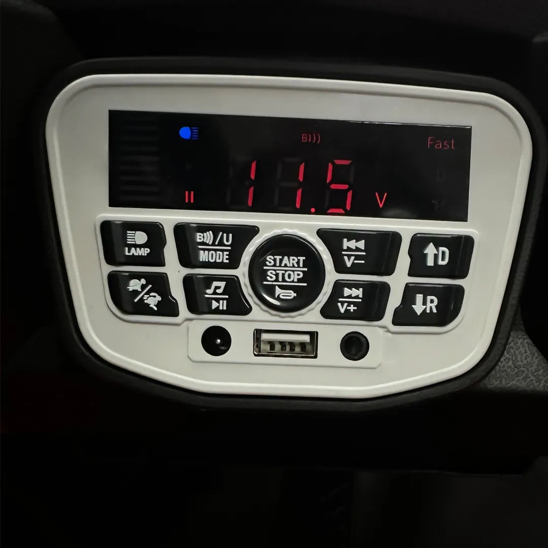 Auto Eléctrico Batería Todoterreno Buggy Música LED Control Papás 12V Blanco