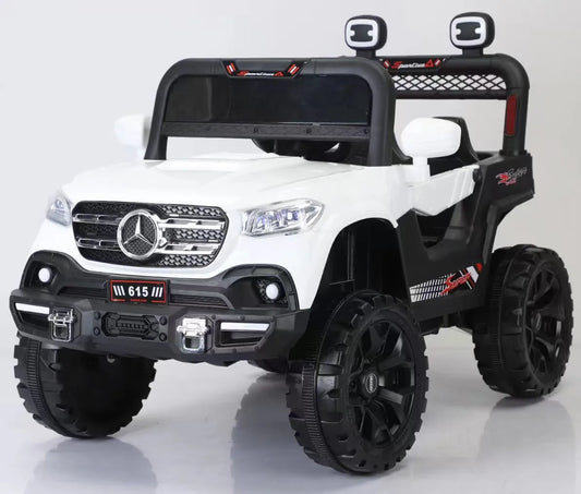 Auto Eléctrico 4x4 Off Road Batería Música LED Control Papás 12V Blanco