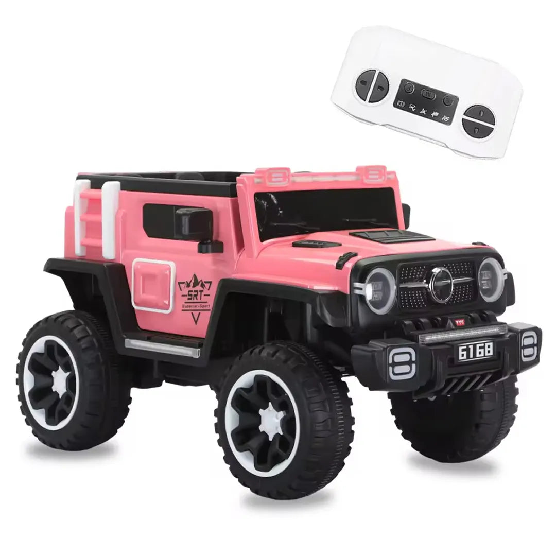 Auto Eléctrico Batería 4X4 Luz Musica LED Control Papás 12V Rosa