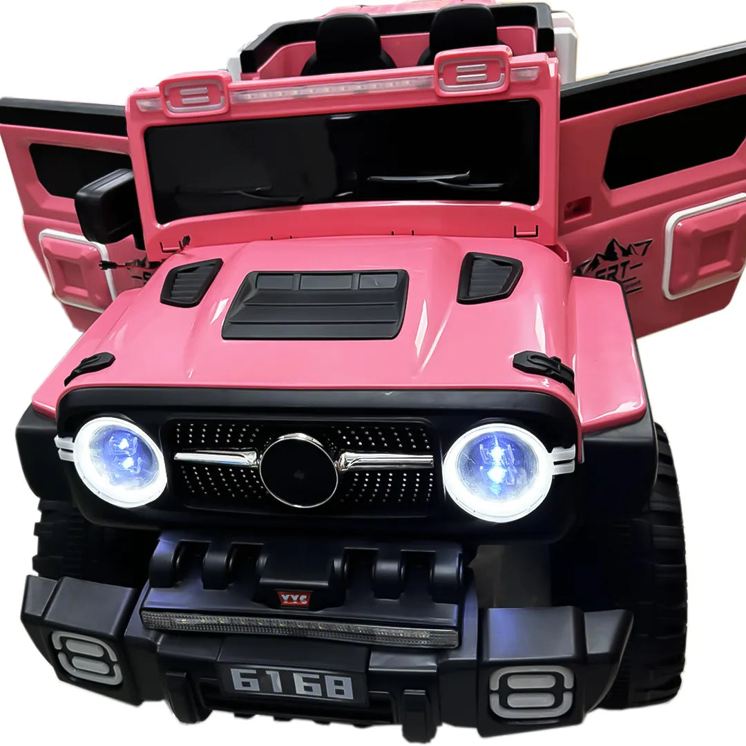 Auto Eléctrico Batería 4X4 Luz Musica LED Control Papás 12V Rosa