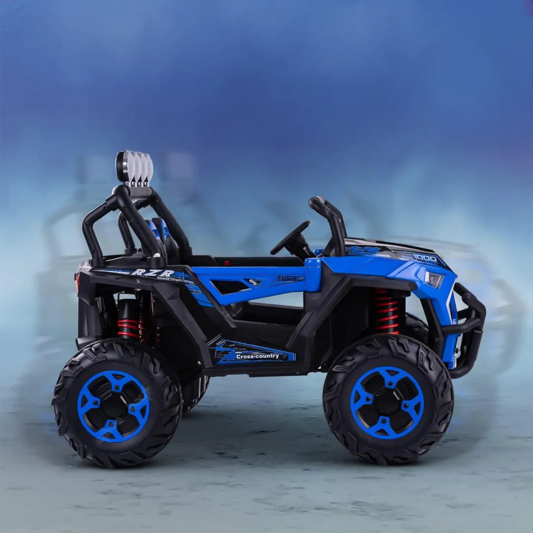 Auto Eléctrico Batería 4X4 Todoterreno Luz Musica LED Control Papás 12V Azul
