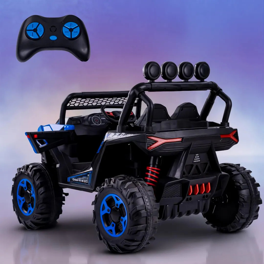 Auto Eléctrico Batería 4X4 Todoterreno Luz Musica LED Control Papás 12V Azul