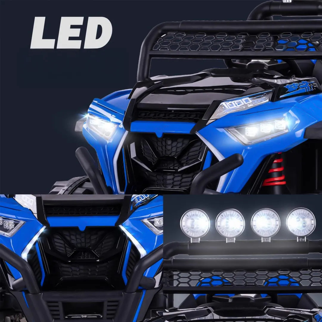 Auto Eléctrico Batería 4X4 Todoterreno Luz Musica LED Control Papás 12V Azul