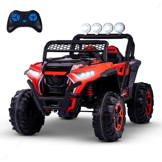 Auto Eléctrico Batería 4X4 Todoterreno Luz Musica LED Control Papás 12V Rojo