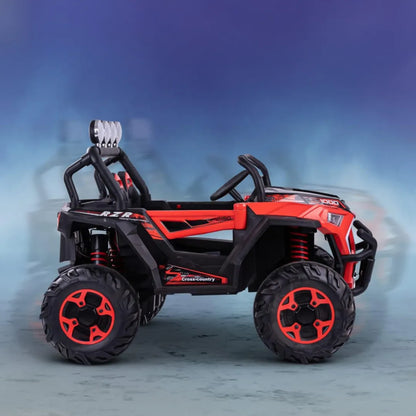 Auto Eléctrico Batería 4X4 Todoterreno Luz Musica LED Control Papás 12V Rojo