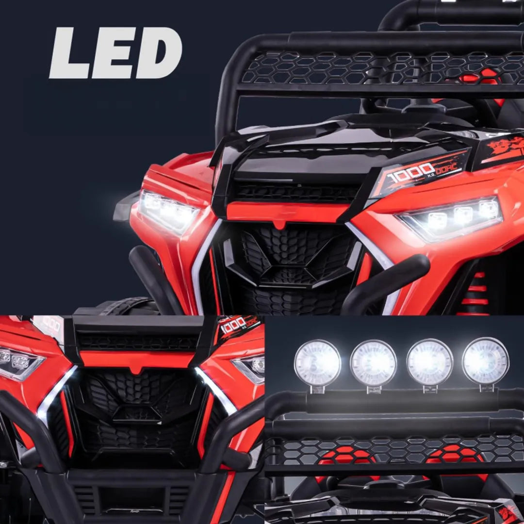 Auto Eléctrico Batería 4X4 Todoterreno Luz Musica LED Control Papás 12V Rojo