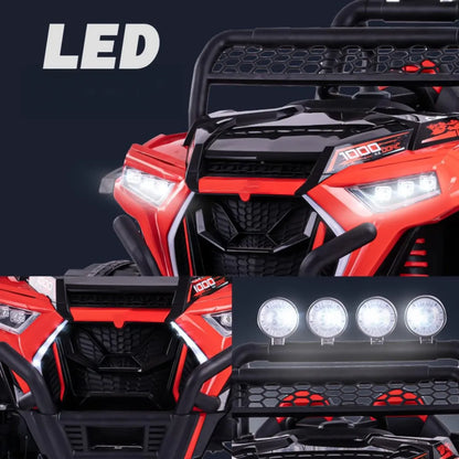 Auto Eléctrico Batería 4X4 Todoterreno Luz Musica LED Control Papás 12V Rojo