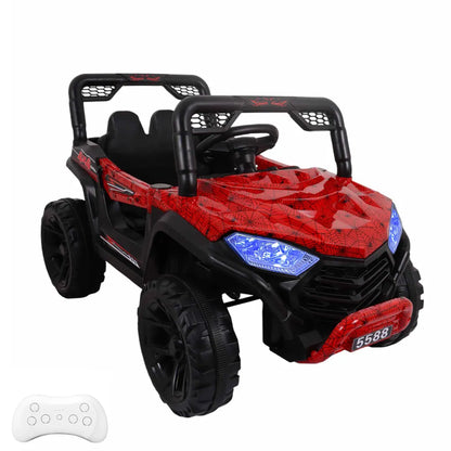 Auto Eléctrico Batería 4X4 Todoterreno Luz Musica LED Control Papás 12V Rojo Spider