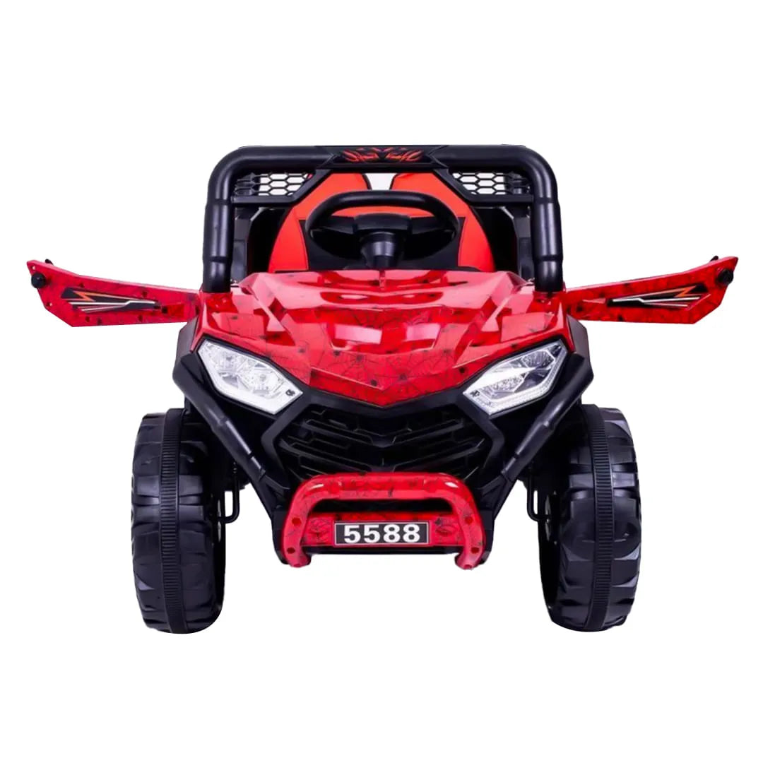 Auto Eléctrico Batería 4X4 Todoterreno Luz Musica LED Control Papás 12V Rojo Spider