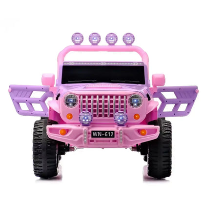 Auto Eléctrico Batería Todoterreno Música LED Control Papás 12V Rosa