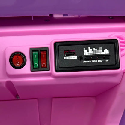 Auto Eléctrico Batería Todoterreno Música LED Control Papás 12V Rosa