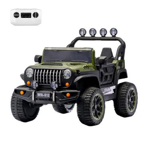 Auto Eléctrico Batería Todoterreno Música LED Control Papás 12V Verde