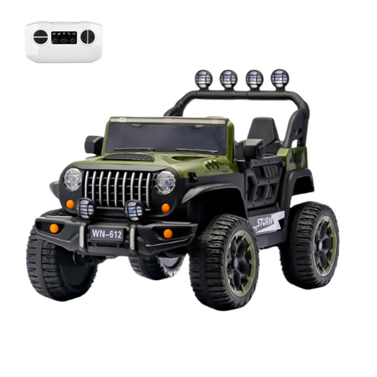 Auto Eléctrico Batería Todoterreno Música LED Control Papás 12V Verde