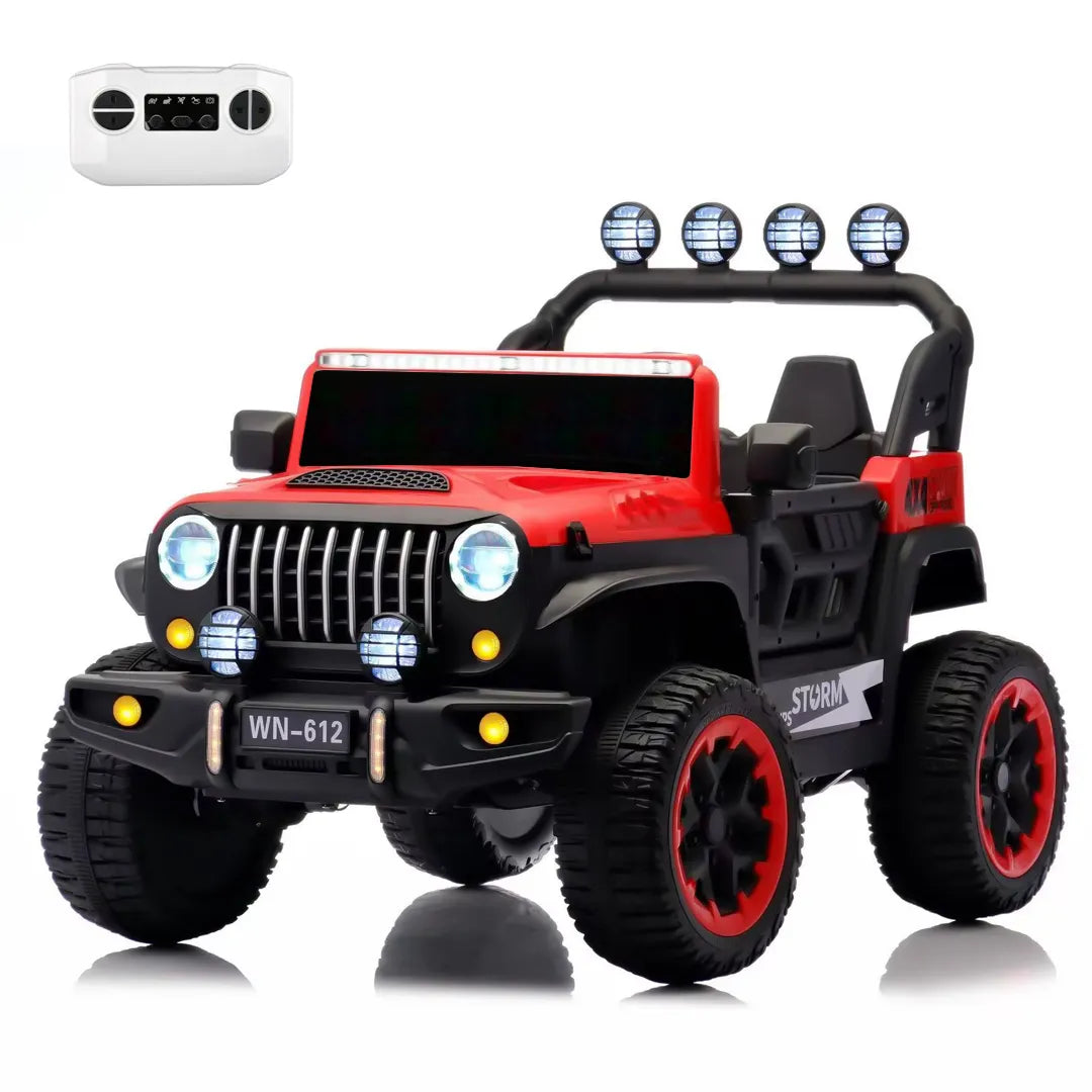 Auto Eléctrico Batería Todoterreno Música LED Control Papás 12V Rojo
