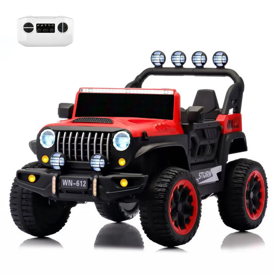 Auto Eléctrico Batería Todoterreno Música LED Control Papás 12V Rojo