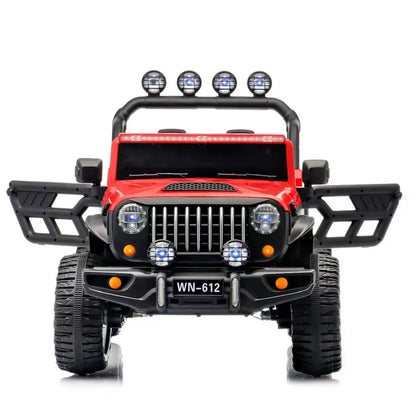 Auto Eléctrico Batería Todoterreno Música LED Control Papás 12V Rojo