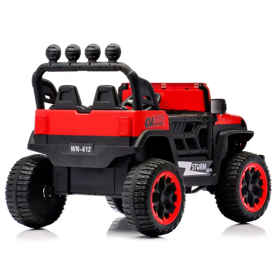 Auto Eléctrico Batería Todoterreno Música LED Control Papás 12V Rojo