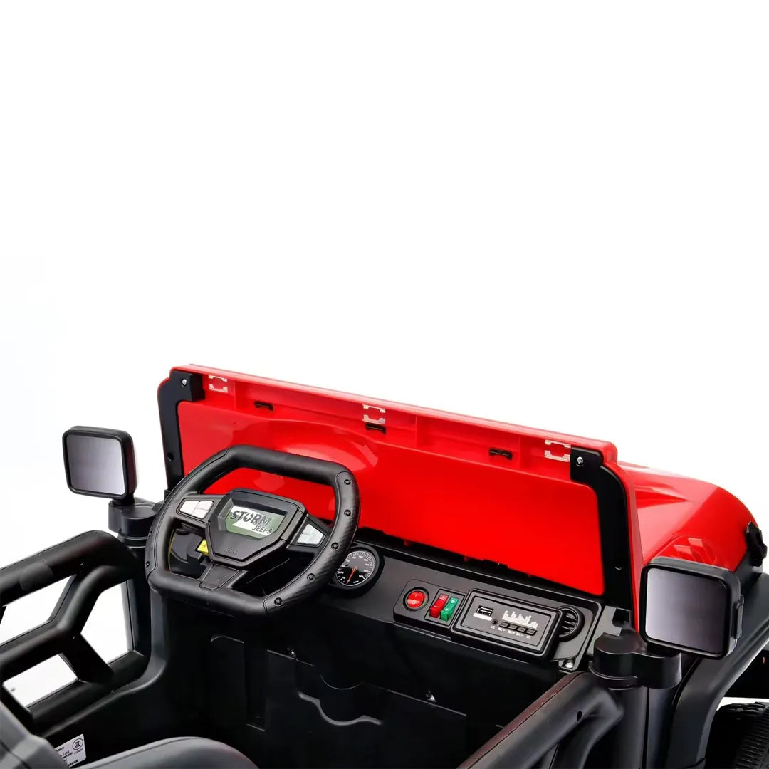 Auto Eléctrico Batería Todoterreno Música LED Control Papás 12V Rojo
