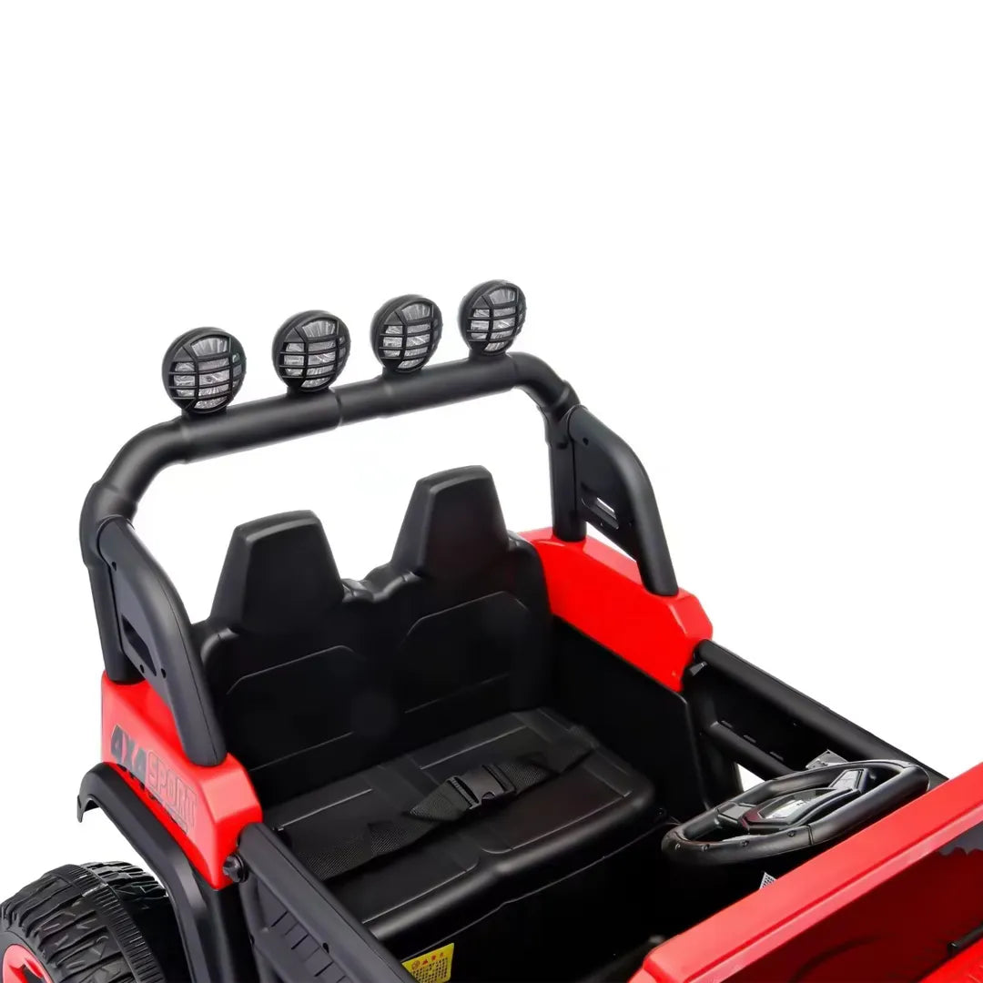 Auto Eléctrico Batería Todoterreno Música LED Control Papás 12V Rojo