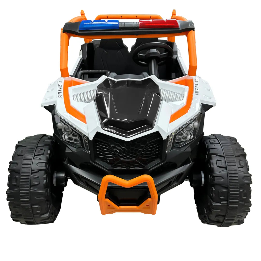 Auto Eléctrico Batería Todoterreno Buggy Música LED Control Papás 12V Blanco