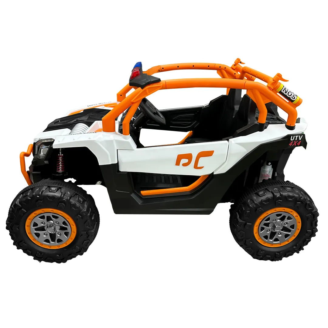 Auto Eléctrico Batería Todoterreno Buggy Música LED Control Papás 12V Blanco