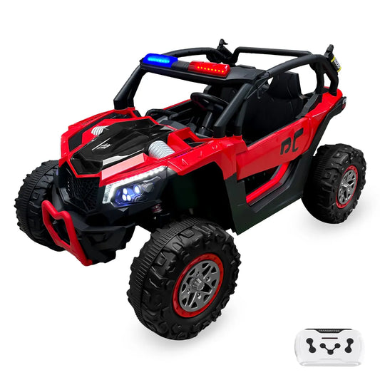 Auto Eléctrico Batería Todoterreno Buggy Música LED Control Papás 12V Rojo