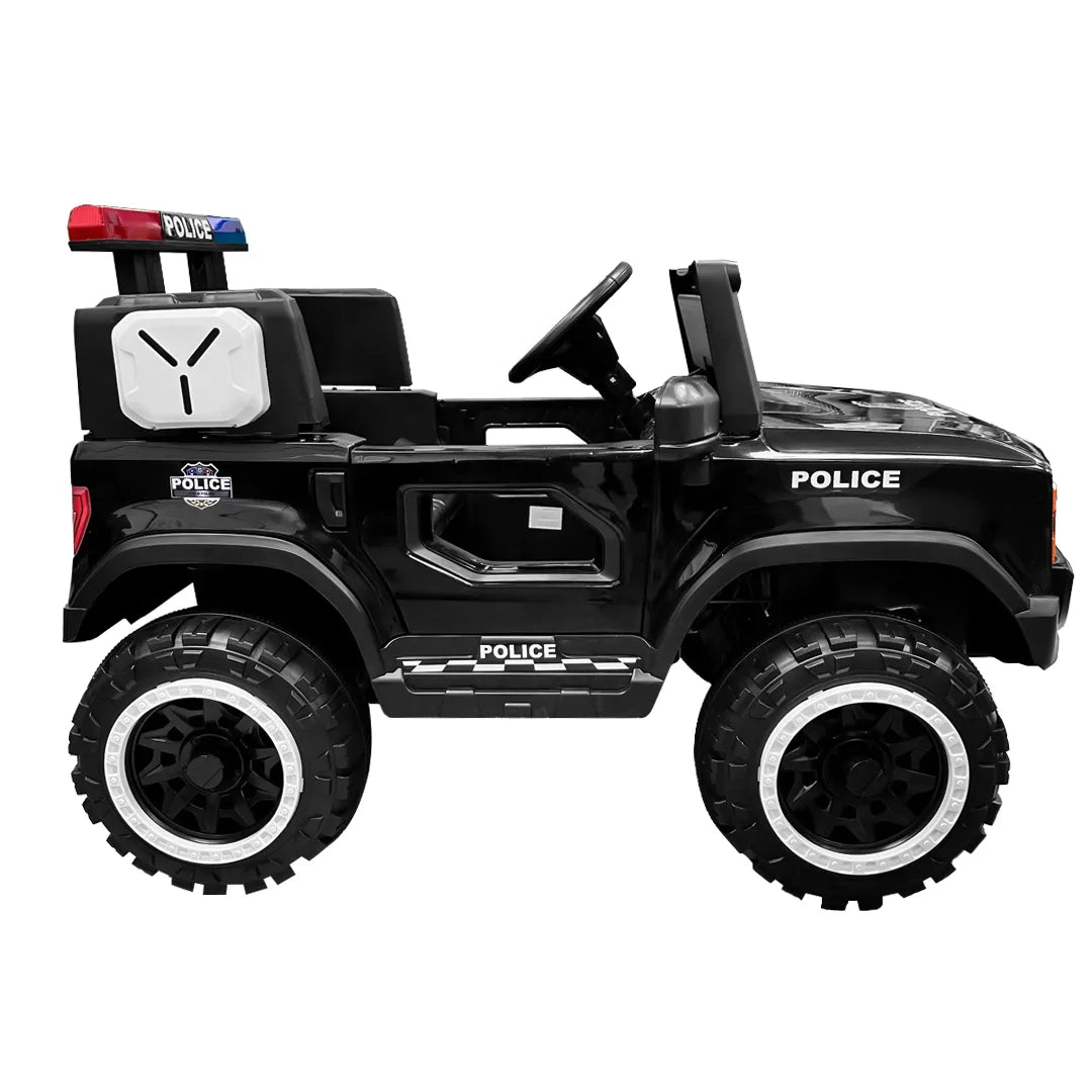 Auto Eléctrico Police Batería Todoterreno Música LED Control Papás 12V Blanco