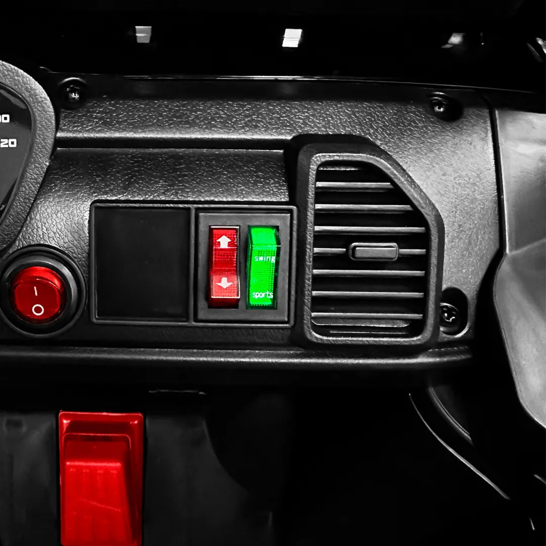 Auto Eléctrico Police Batería Todoterreno Música LED Control Papás 12V Blanco