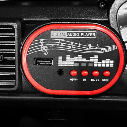 Auto Eléctrico Police Batería Todoterreno Música LED Control Papás 12V Blanco