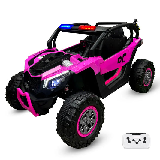 Auto Eléctrico Batería Todoterreno Buggy Música LED Control Papás 12V Fucsia