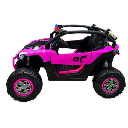 Auto Eléctrico Batería Todoterreno Buggy Música LED Control Papás 12V Fucsia