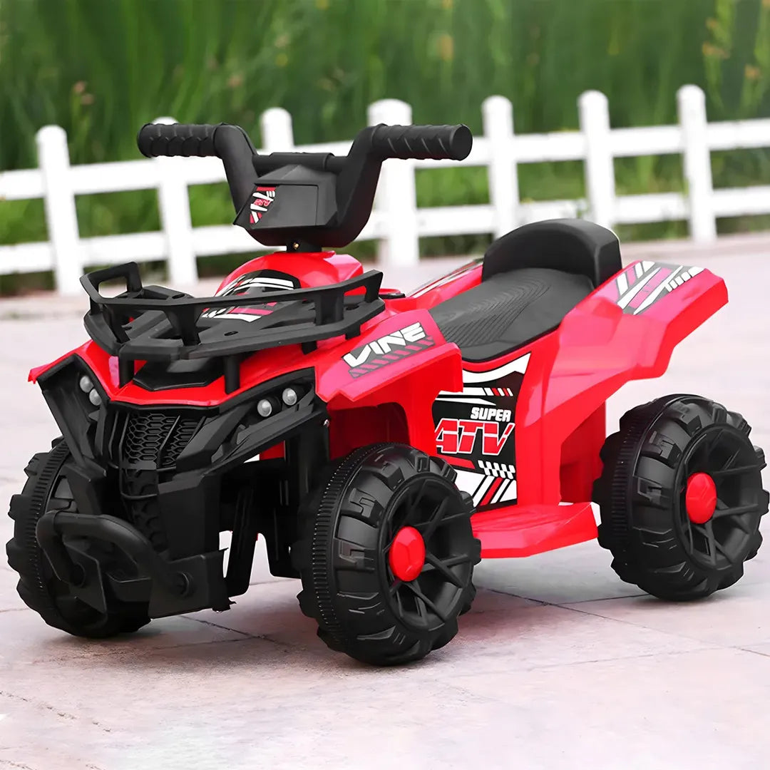 Cuatrimoto Eléctrica Infantil Recargable Luz LED Música 6V Rojo