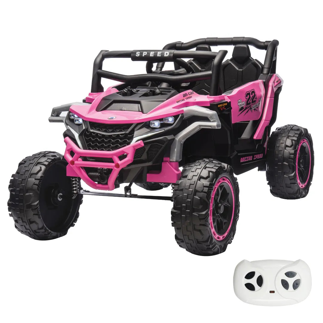 Auto Eléctrico Batería Todoterreno Buggy Música LED Control Papás 12V Rosa