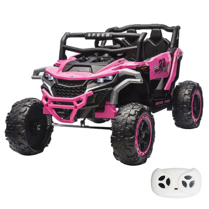 Auto Eléctrico Batería Todoterreno Buggy Música LED Control Papás 12V Rosa