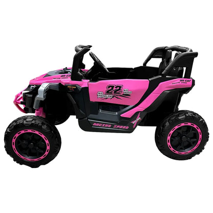 Auto Eléctrico Batería Todoterreno Buggy Música LED Control Papás 12V Rosa