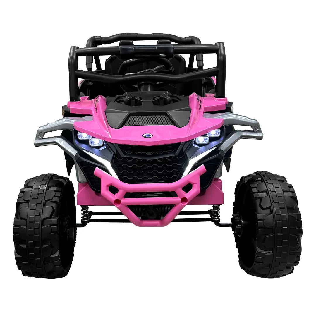 Auto Eléctrico Batería Todoterreno Buggy Música LED Control Papás 12V Rosa