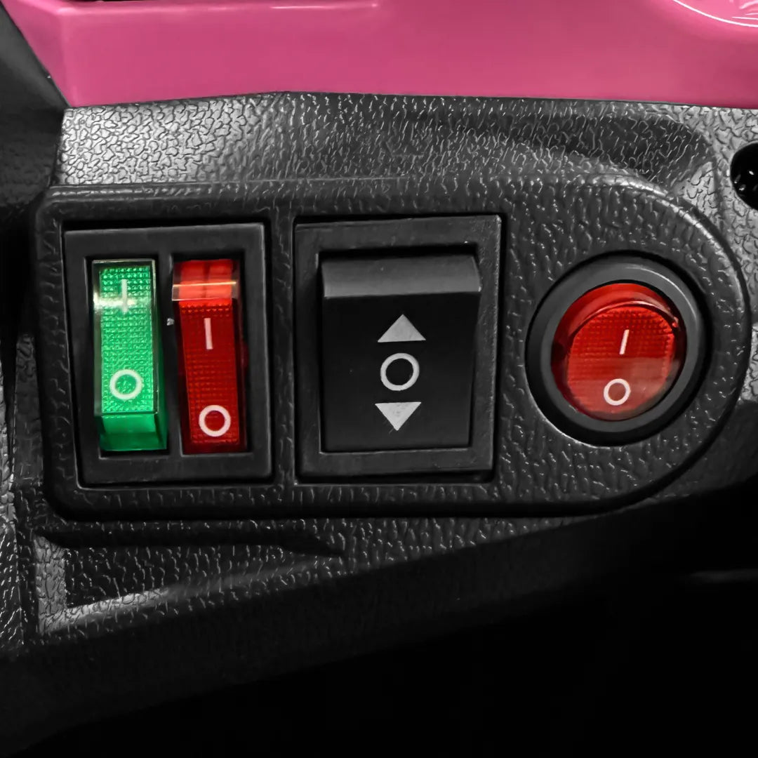 Auto Eléctrico Batería Todoterreno Buggy Música LED Control Papás 12V Rosa