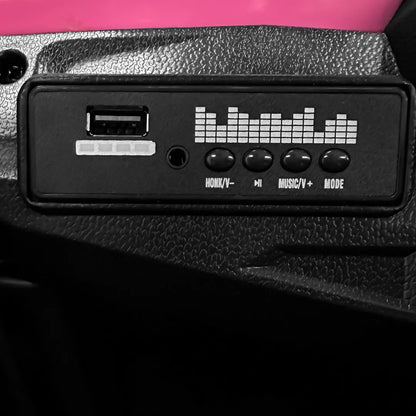 Auto Eléctrico Batería Todoterreno Buggy Música LED Control Papás 12V Rosa