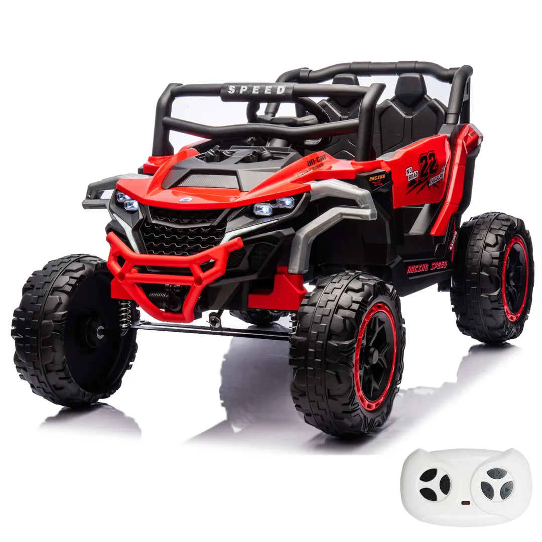 Auto Eléctrico Batería Todoterreno Buggy Música LED Control Papás 12V Rojo