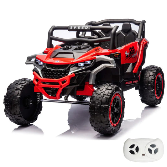 Auto Eléctrico Batería Todoterreno Buggy Música LED Control Papás 12V Rojo