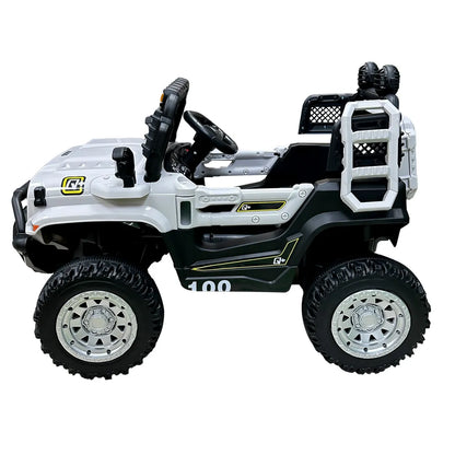 Auto Eléctrico 4x4 JQQD Batería Música LED Control Papás 12V Gris
