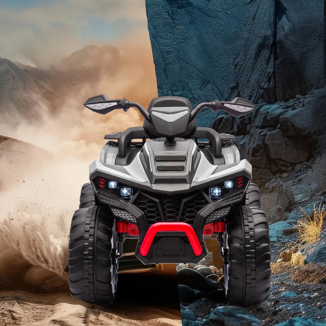 Cuatrimoto Quad ATV Eléctrica Batería Recargable LED Música 12V Gris
