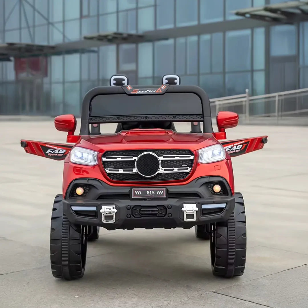 Auto Eléctrico 4x4 Off Road Batería Música LED Control Papás 12V Rojo