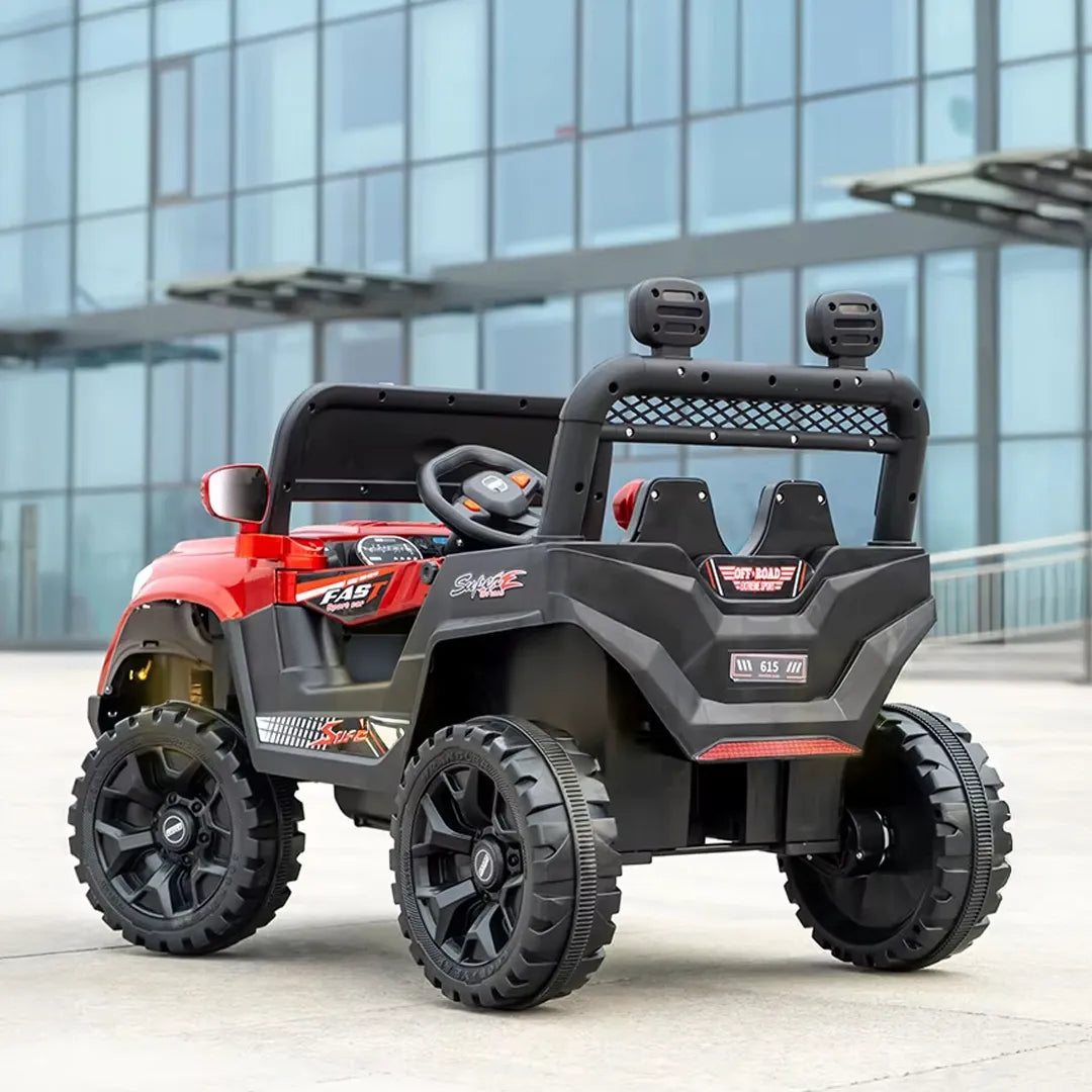 Auto Eléctrico 4x4 Off Road Batería Música LED Control Papás 12V Rojo