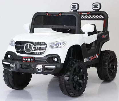 Auto Eléctrico 4x4 Off Road Batería Música LED Control Papás 12V Blanco