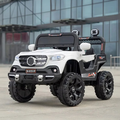 Auto Eléctrico 4x4 Off Road Batería Música LED Control Papás 12V Blanco