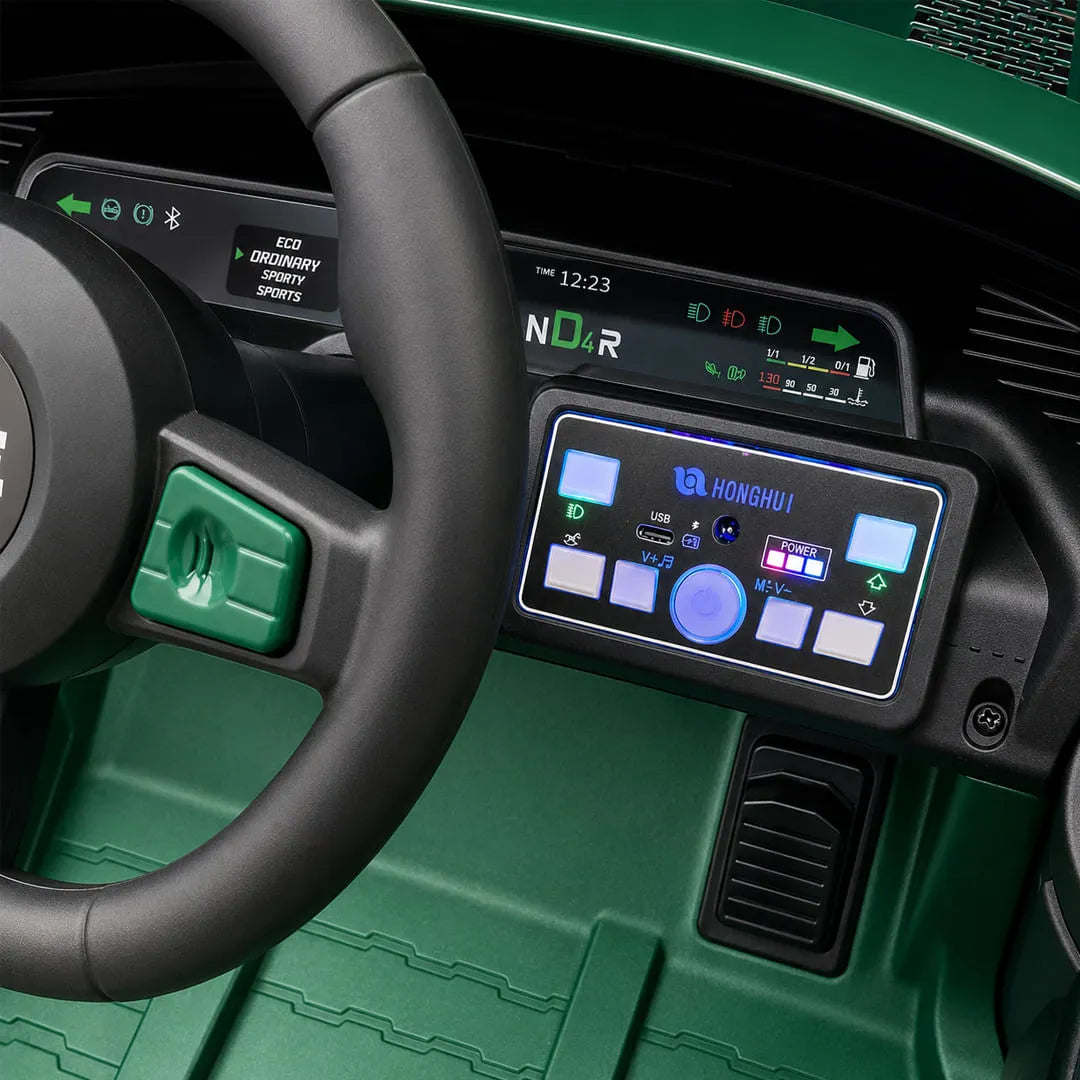 Auto Eléctrico Batería Infantil Deportivo Europeos 6V Música LED Control Verde