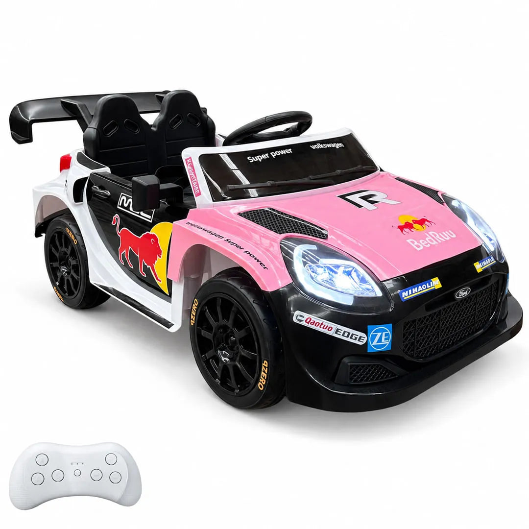 Auto a Batería Infantil Deportivo Rally 6V Música LED Control Rosa Negro